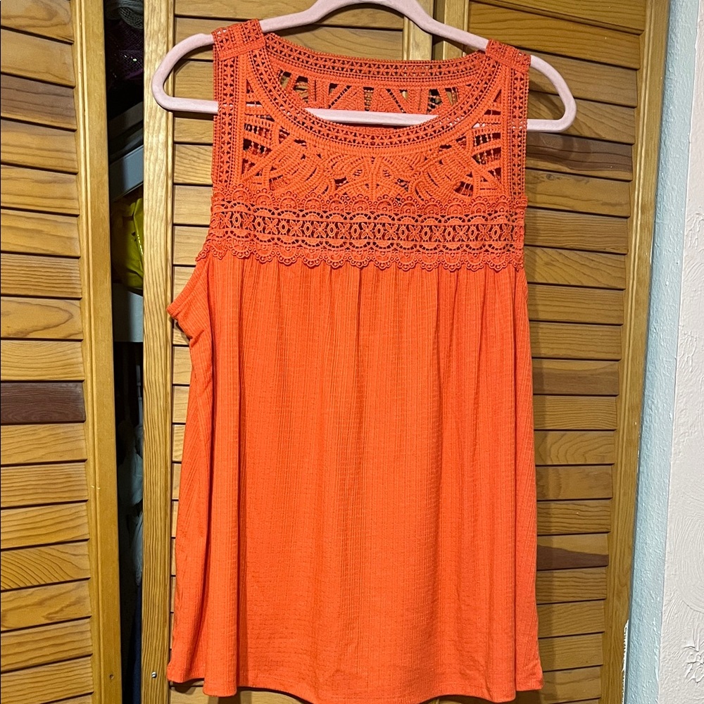 Torrid Vibrant Orange Lace Tank Top Size 0 (L/12)